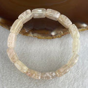 Natural Pinkish Flower Agate Shou Pai Bracelet 38.03g 16.5cm 14.2mm 14 Pcs - Huangs Jadeite and Jewelry Pte Ltd