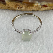 Natural Type A Semi Icy Faint Green Jadeite Oval Shape Cabouchon in S925 Silver Ring (Adjustable Size) 1.50g 7.9 by 6.3 by 3.5mm - Huangs Jadeite and Jewelry Pte Ltd