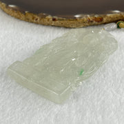 Rare Type A Icy White to Colorless with Green Spot Jadeite Amitabha Buddha with Buddha Double Side and Double Dragon and Elephants Pendant 68.88g 80.5 by 46.3 by 7.9mm - Huangs Jadeite and Jewelry Pte Ltd