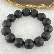 Natural Dark Matt Black Amber Beads Bracelet 天然大黑天翁琥珀手链 33.66g 20cm 16.4mm 14 Beads - Huangs Jadeite and Jewelry Pte Ltd
