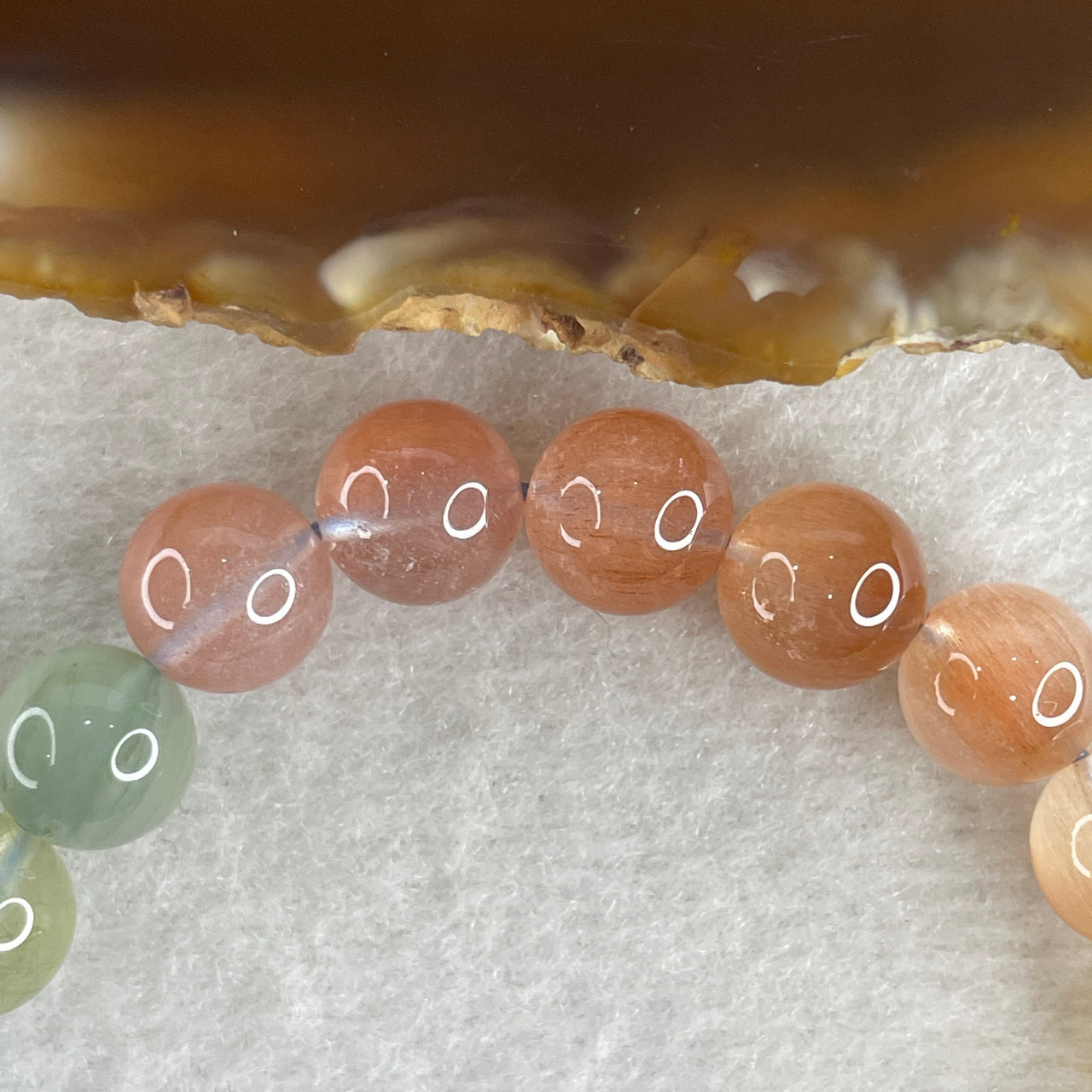 Good Grade Natural Transparent Muti Color Rabbit Hair Rutilated Quartz Beads Bracelet 19.16g 15cm 8.8mm 21 Beads - Huangs Jadeite and Jewelry Pte Ltd