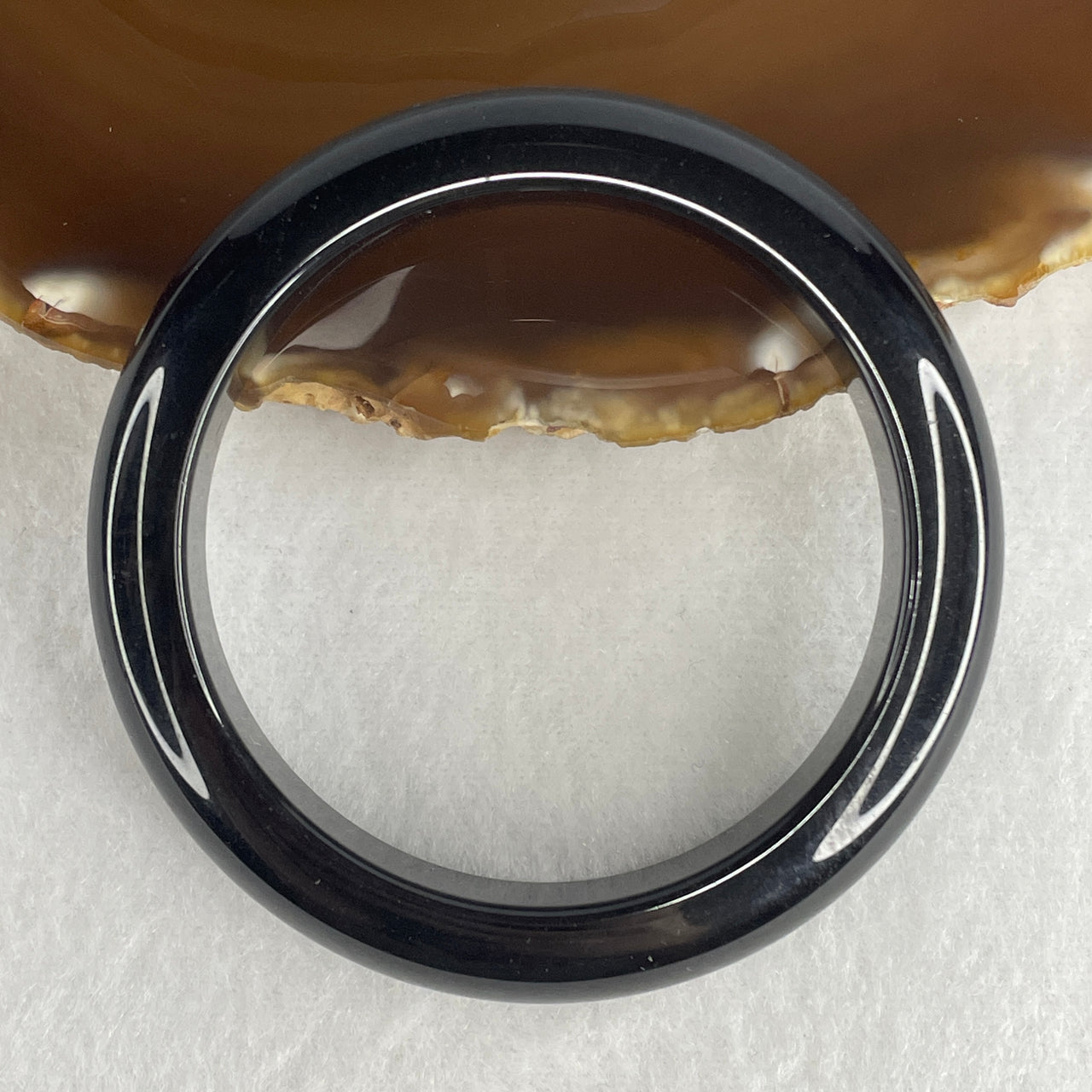 Natural Black Obsidian Bangle | Armlet & Psychic Protection Shield (42.93g 12.8 by 8.8mm | 54.9mm Inner Diameter | Perfect)