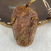 Type A Green with Brownish Jadeite Dragon Pendant 75.51g 68.8 by 49.5 by 28.9mm - Huangs Jadeite and Jewelry Pte Ltd