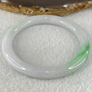 Type A Faint Lavender with Emerald Green Piao Hua Jadeite Floral Bangle 35.49g Internal Diameter 56.1mm 8.1 by 8.3mm - Huangs Jadeite and Jewelry Pte Ltd