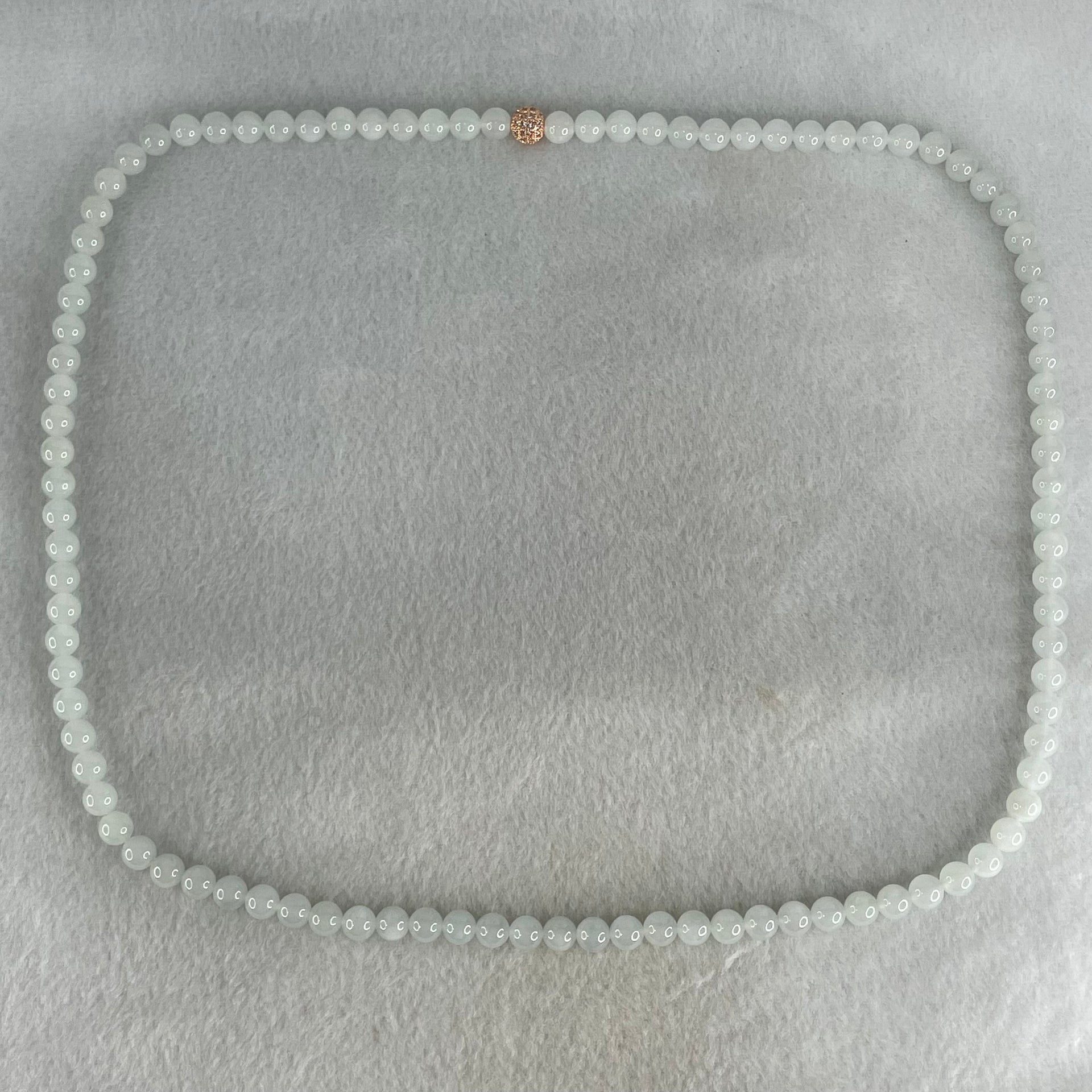 Type A White to Faint Blue Jadeite Beads Necklace 60.66g 66cm 7.0mm 98 Beads - Huangs Jadeite and Jewelry Pte Ltd