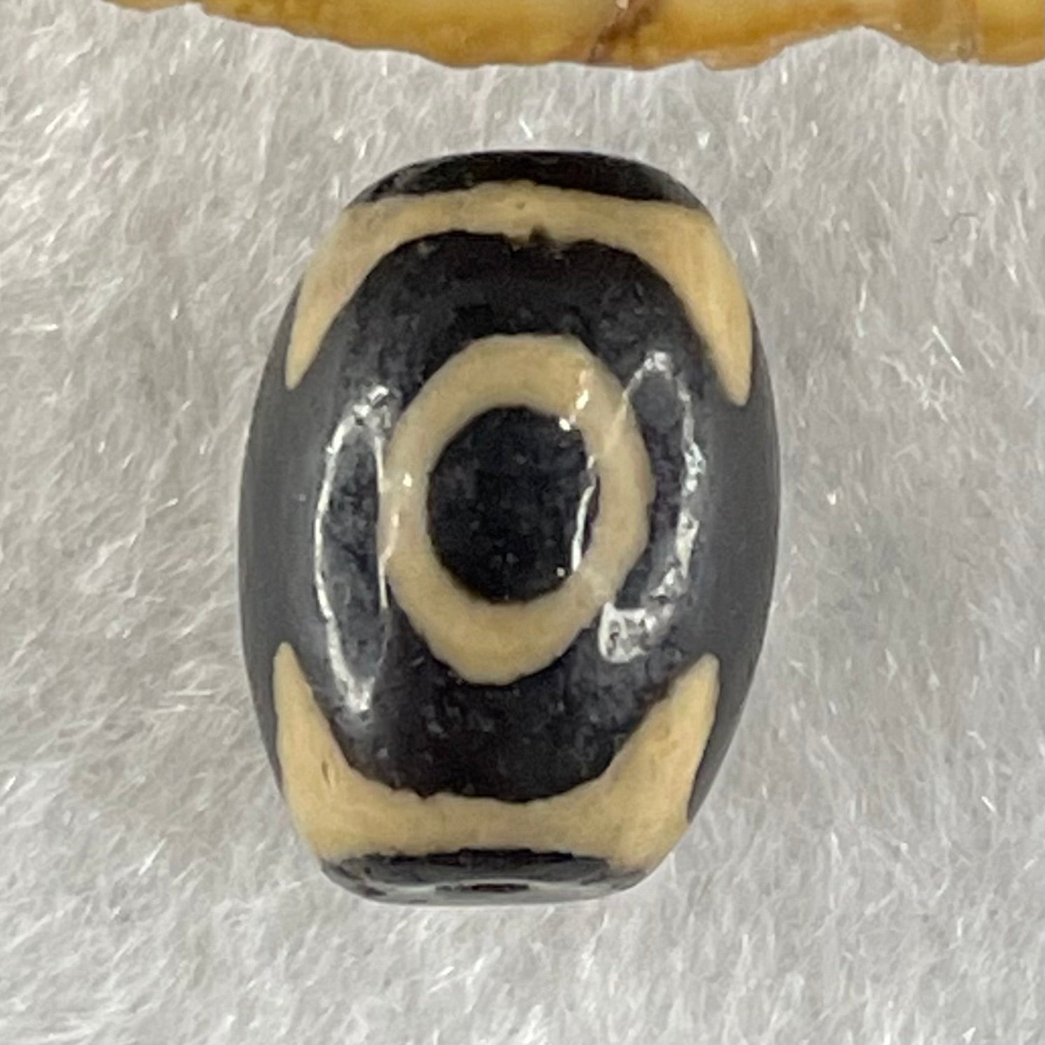 Natural Powerful Tibetan Old Oily Agate 3 Eyes Dzi Bead Heavenly Master (Tian Zhu) 三眼天诛 2.06g 13.5 by 10.0mm - Huangs Jadeite and Jewelry Pte Ltd