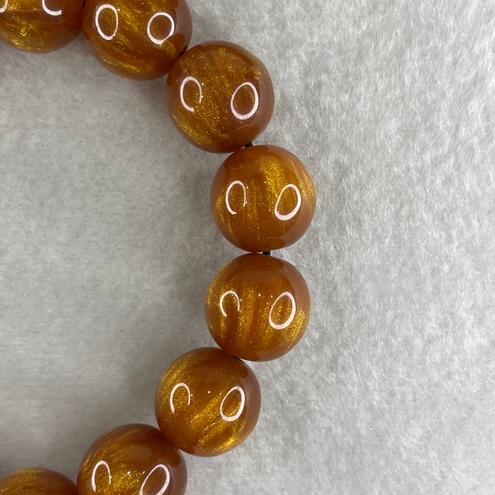 Golden Silk Willow Beads Bracelet 24.59g 16cm 13.6mm 15Beads - Huangs Jadeite and Jewelry Pte Ltd
