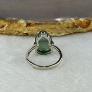 Type A Icy Blueish Green Jadeite Hulu with Crystals in S925 Sliver Ring (Adjustable Size) 3.42g 15.2 by 11.0 by 4.5mm - Huangs Jadeite and Jewelry Pte Ltd