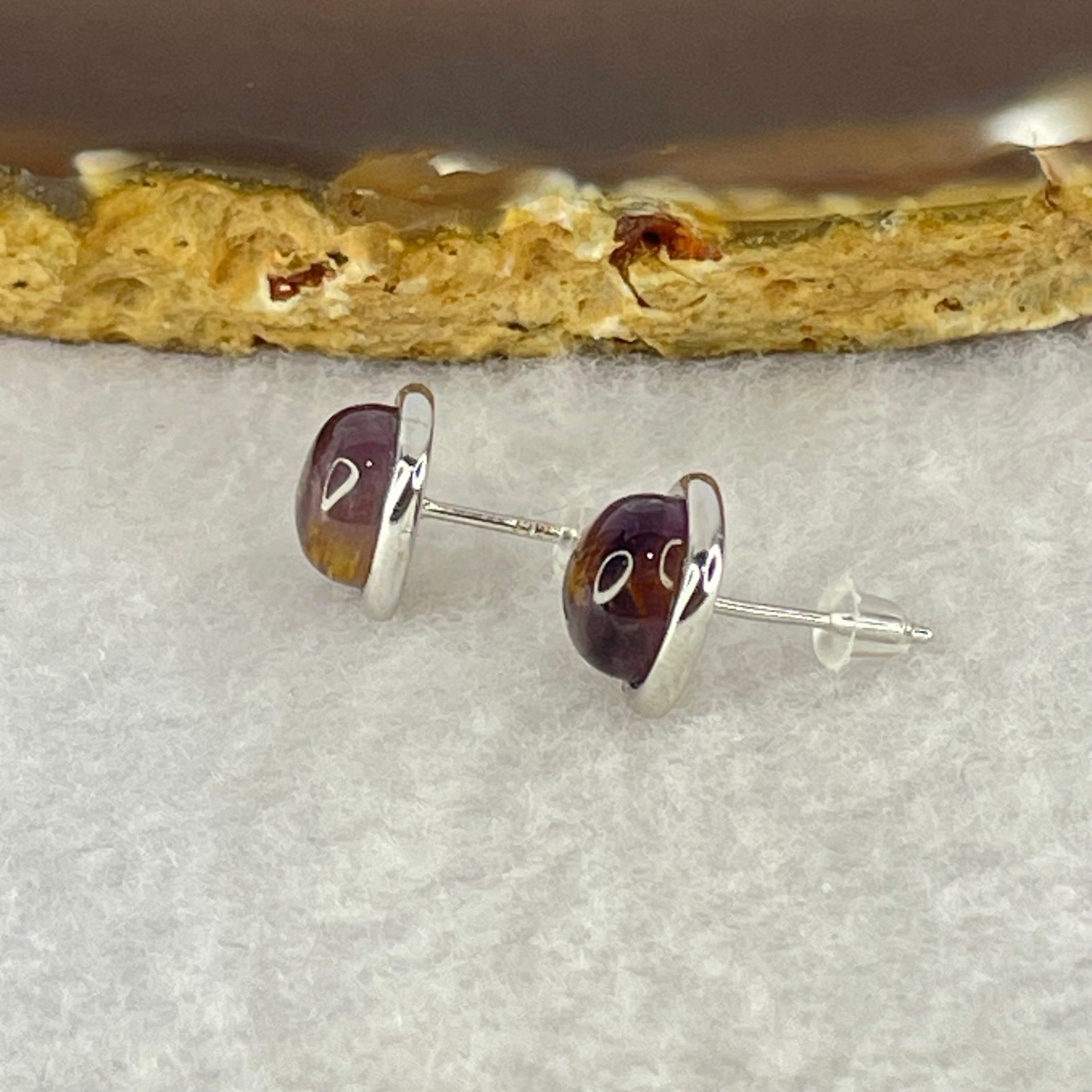 Good Grade Natural Auralite 23 S925 Silver Earrings 2.27g 8.0 by 4.5mm - Huangs Jadeite and Jewelry Pte Ltd