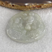 Natural Type A Semi Icy Colorless Jadeite Guan Yin with Lotus Flower Pendant 23.37g 52.8 by 46.7 by 5.2mm - Huangs Jadeite and Jewelry Pte Ltd