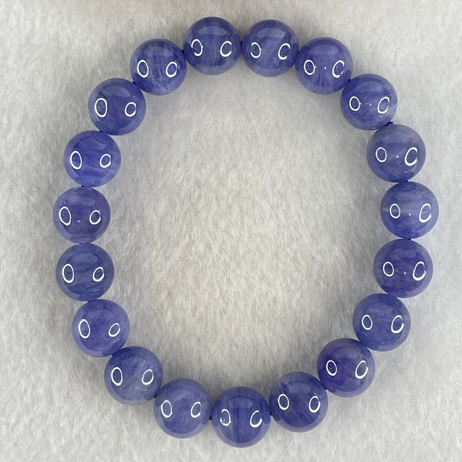 Above Average Grade Natural Blue Tanzanite Beads Bracelet 39.01g 16.5cm 10.6mm 19 Beads - Huangs Jadeite and Jewelry Pte Ltd