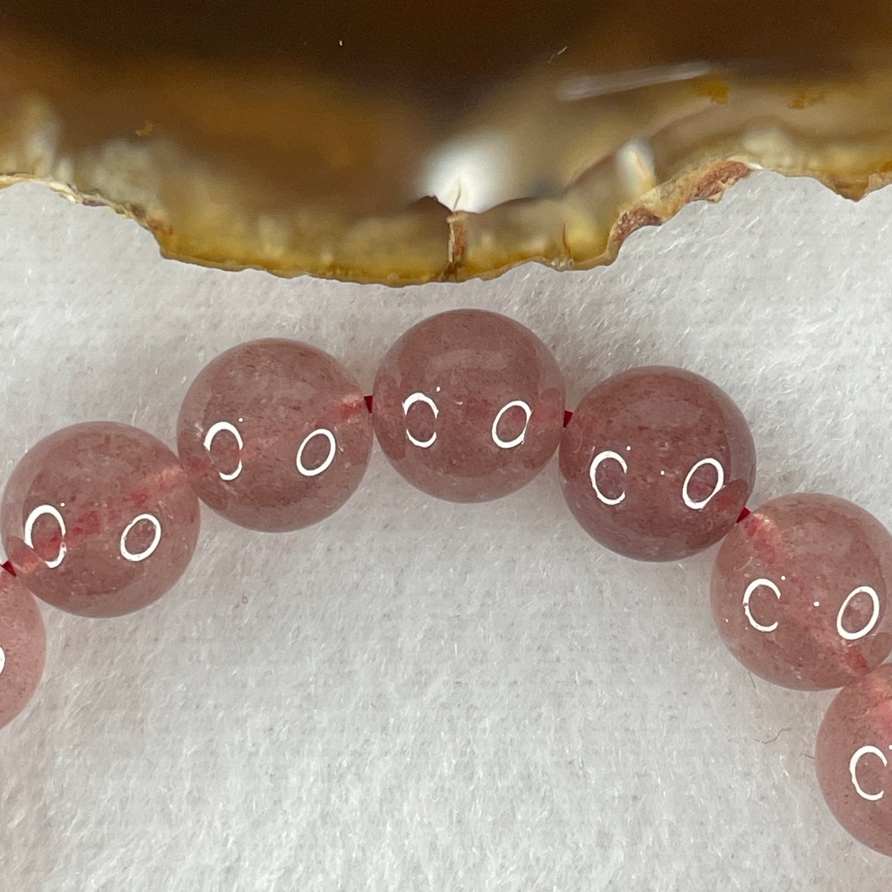 Natural Strawberry Quartz Beads Bracelet 30.52g 16cm 10.6mm 19 Beads