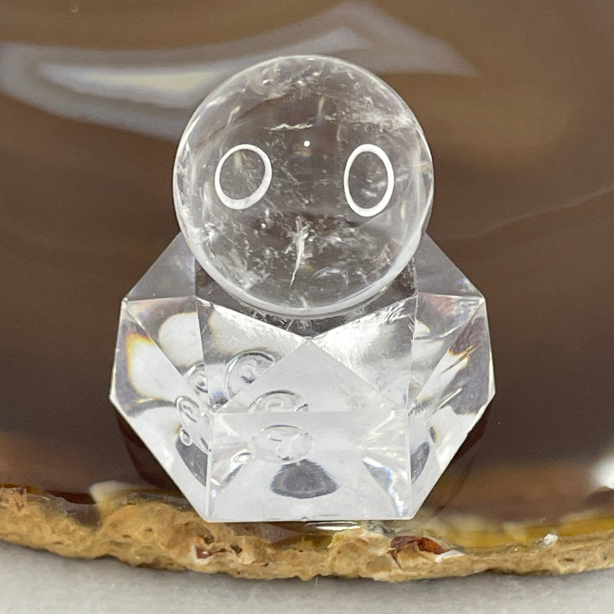 Good Grade Clear Quartz Sphere Ball with Clear Acrylic Stand | (11.75g |  20.3mm | 35.0mm Total Display Height | Crown & Third Eye Chakra Synergy, Mind Clarity & Chi Radiance Catalyst)