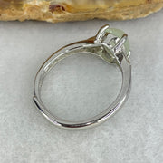 Type A Semi Icy Light Green Jadeite Cabochon in S925 Sliver Ring  (Adjustable Size) 1.70g 7.1 by 6.6 by 3.5mm - Huangs Jadeite and Jewelry Pte Ltd