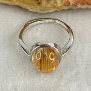 Good Grade Natural Golden Rutilated Quartz Cabochon in S925 Silver Ring 2.93g 10.9 by 8.9 by 5.5mm - Huangs Jadeite and Jewelry Pte Ltd