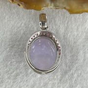 High Grade Natural Type A Bright Lavender Jadeite Cabouchon Oval Shape Pendant in 18K AU750 White Gold with Natural Pink Sapphires 2.97g 13.3 by 10.4 by 6.0mm - Huangs Jadeite and Jewelry Pte Ltd