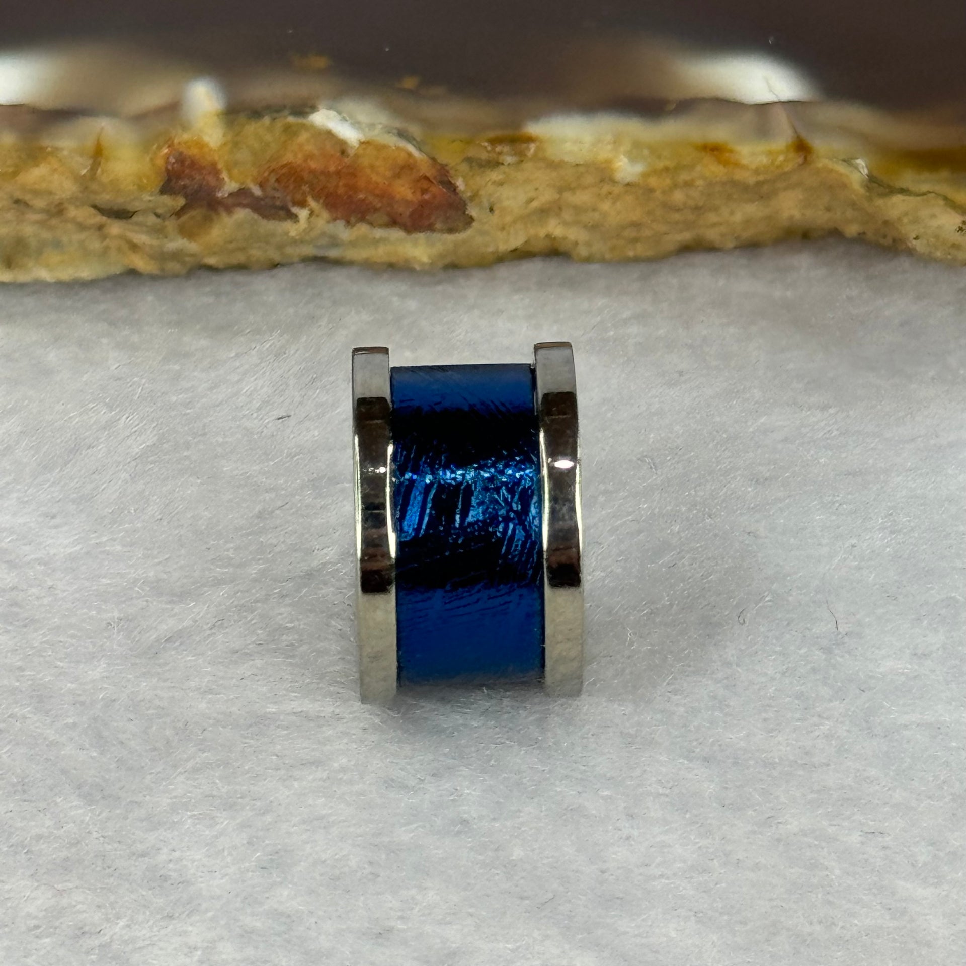 14.0mm Meteorite in Titanium Pendent / Charm (Blue Color) 3.26g 9.0 by 14.4mm - Huangs Jadeite and Jewelry Pte Ltd