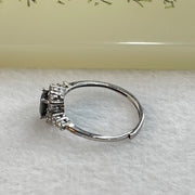 Blue Green Cubic Zirconia with Crystals in Sliver Ring (Adjustable Size) 1.34g by 6.0 by 4.6 by 3.2mm - Huangs Jadeite and Jewelry Pte Ltd