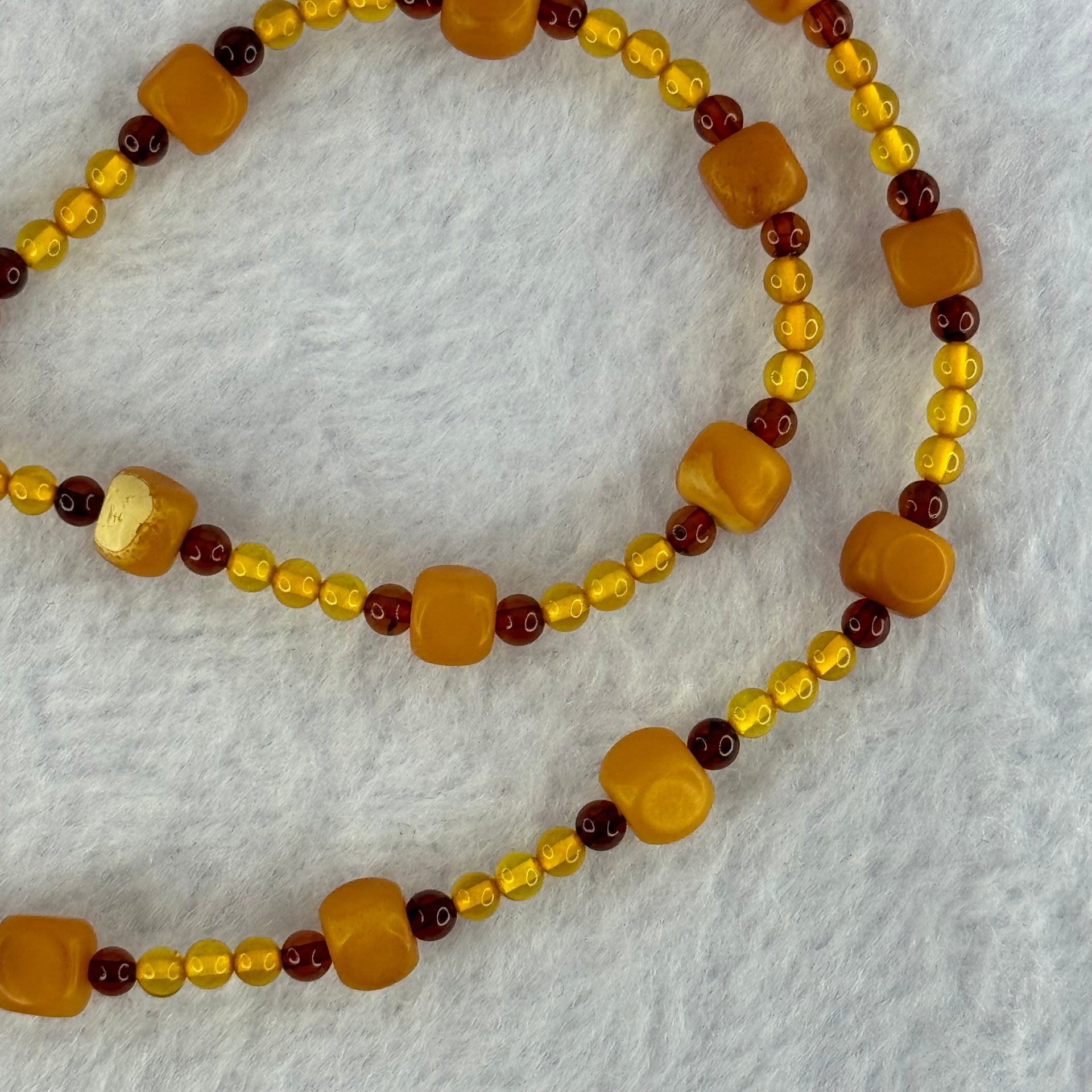 Natural Mixed Color (Golden, Red, Butterscotch) Amber Beads Necklaces 6.48g 46cm 6.4 by 6.3mm 20 Beads - Huangs Jadeite and Jewelry Pte Ltd