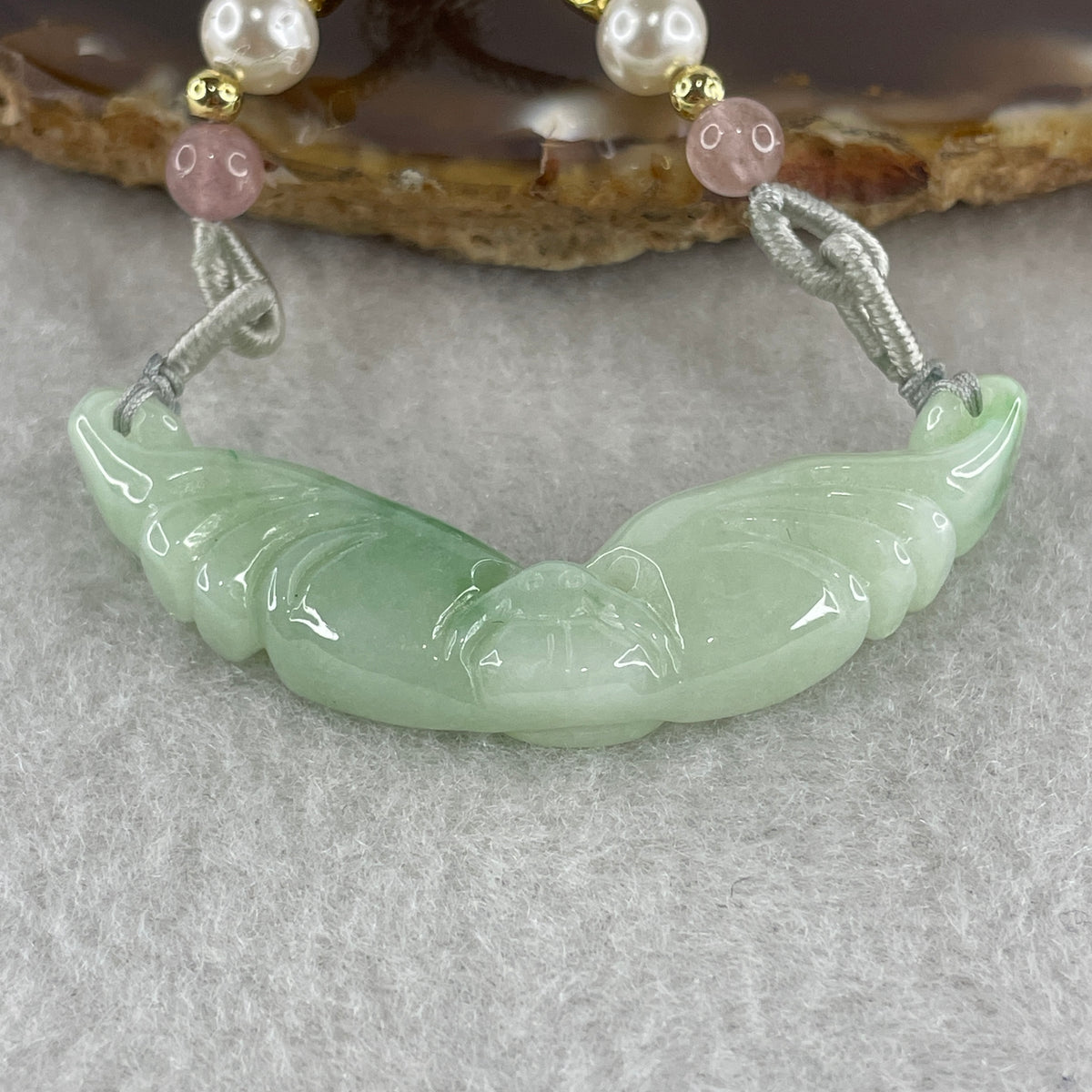 Natural Type A Green Jadeite Butterfly with Coins Pendant | Transformation, Longevity & Double Wealth Talisman (11.90g | 49.8 x 17.8 x 7.0mm) - Huangs Jadeite and Jewelry Pte Ltd