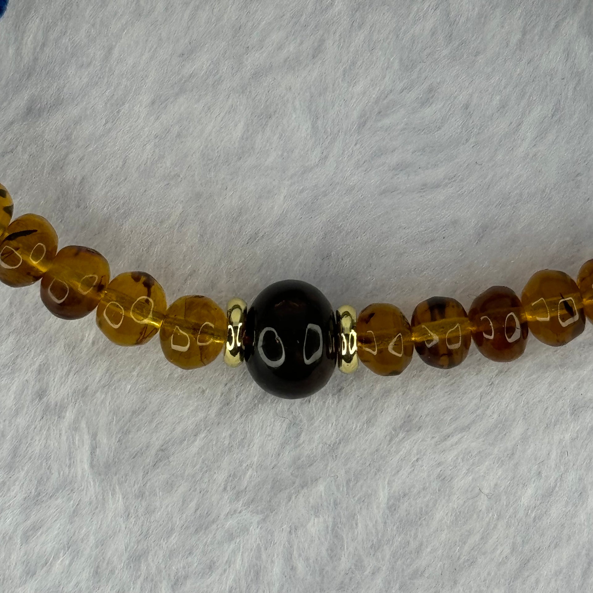 Natural Cognac and Red Amber Beads Bracelet 3.81g 16cm 10.1 by 7.6mm 1 Bead 6.5mm 10 Beads - Huangs Jadeite and Jewelry Pte Ltd