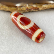Natural Powerful Tibetan Old Oily Red White Agate One Eye Earth Element Dzi Bead Heavenly Master (Tian Zhu) 一眼土元素天珠 10.09g 37.4 by 13.2mm - Huangs Jadeite and Jewelry Pte Ltd