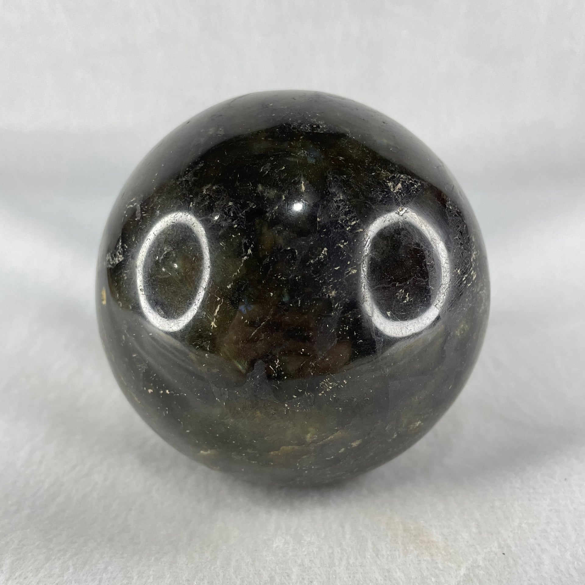 Good Grade Natural Labradorite Sphere Ball with Wooden Stand 952.9g 82.0 by 77.5 by 135.0mm - Huangs Jadeite and Jewelry Pte Ltd