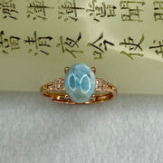 Natural Larimar in S925 Silver Rose Gold Color Ring (Adjustable Size) 2.29g 10.0 by 7.9 by 5.5mm - Huangs Jadeite and Jewelry Pte Ltd