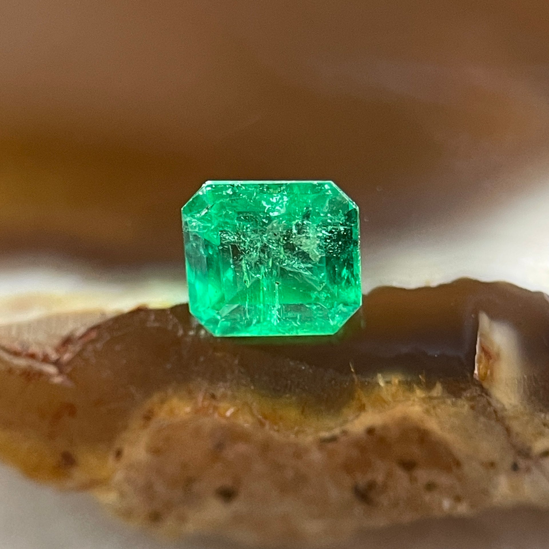 Natural Colombia Vivid Green Emerald (Beryl) Cut-Cornered Rectangular Step cut 0.44ct 4.9 by 4.5 by 2.9mm - Huangs Jadeite and Jewelry Pte Ltd