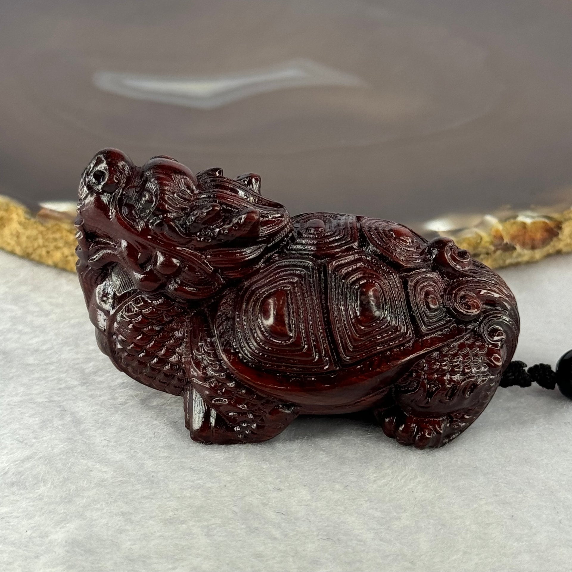 Natural African Rosewood Dragon Tortoise Handplay 天然非洲紫檀龙龟手把件 50.20g 60.8 by 36.6 by 40.0mm - Huangs Jadeite and Jewelry Pte Ltd