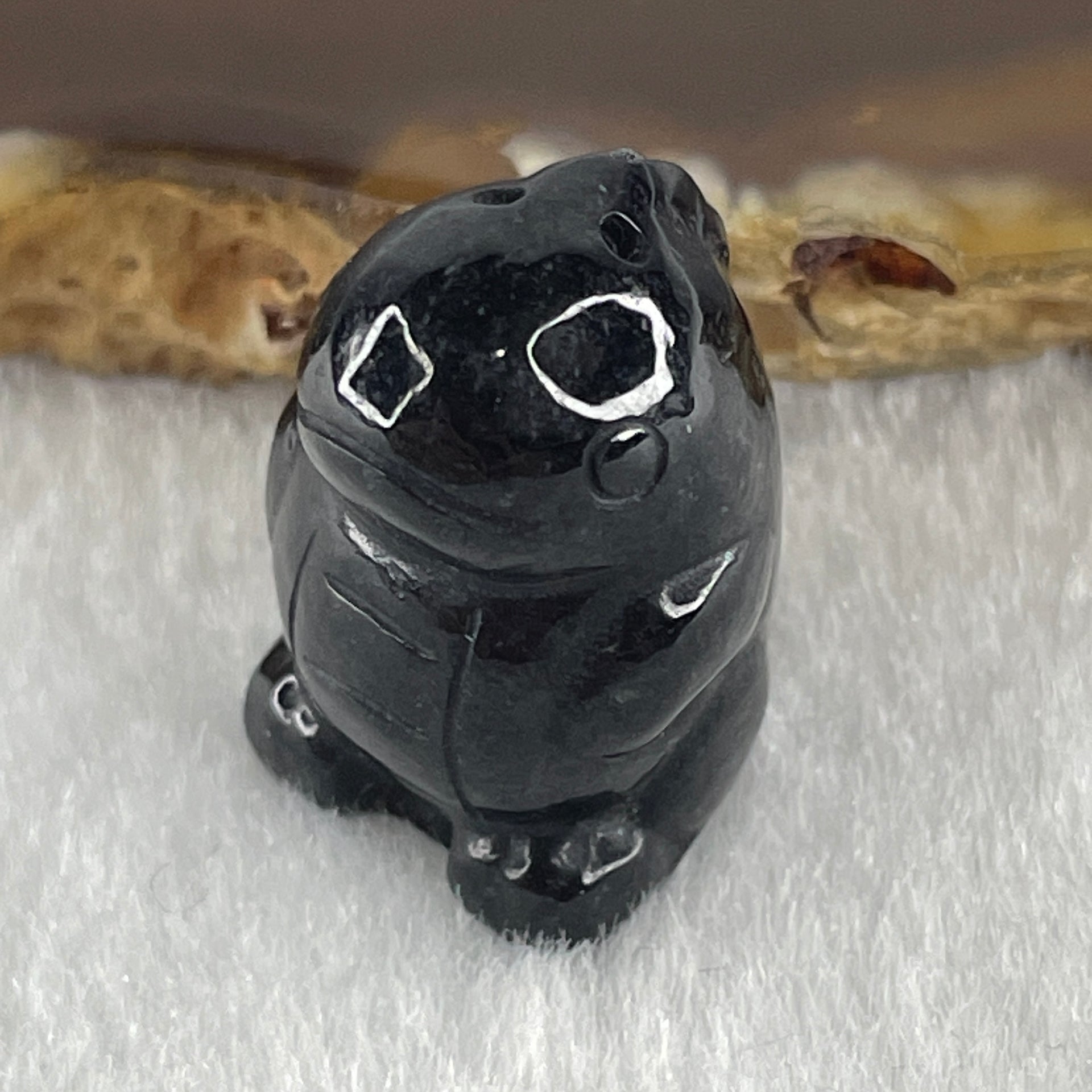 Type A Opaque Black Omphacite Dinosaurs Pendant Charm 9.41g 21.3 by 14.7 by 16.2mm - Huangs Jadeite and Jewelry Pte Ltd