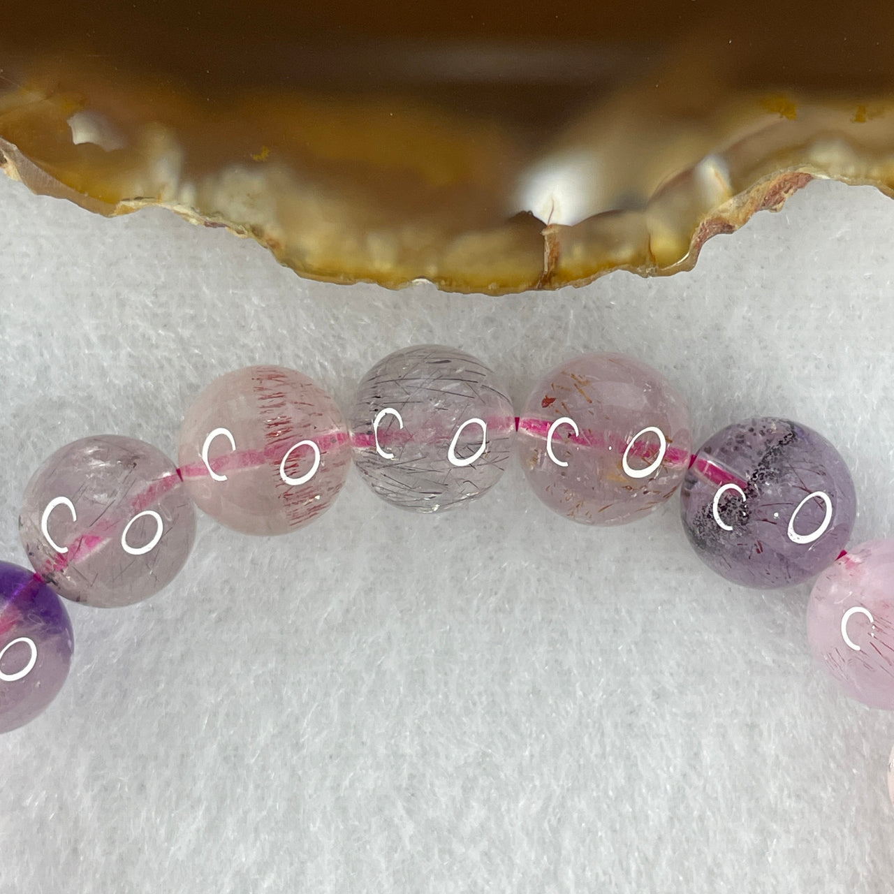 Certified Above-Average Grade Natural Super 7 Crystal Beads Bracelet | Bold High-Mass Showcase Strand | Authentic Sacred Seven Multi-Mineral Inclusions Quartz Spiritual Catalyst & Auric Shield Bracelet (29.20g | 17cm Length | 10.3mm | 20 Beads)