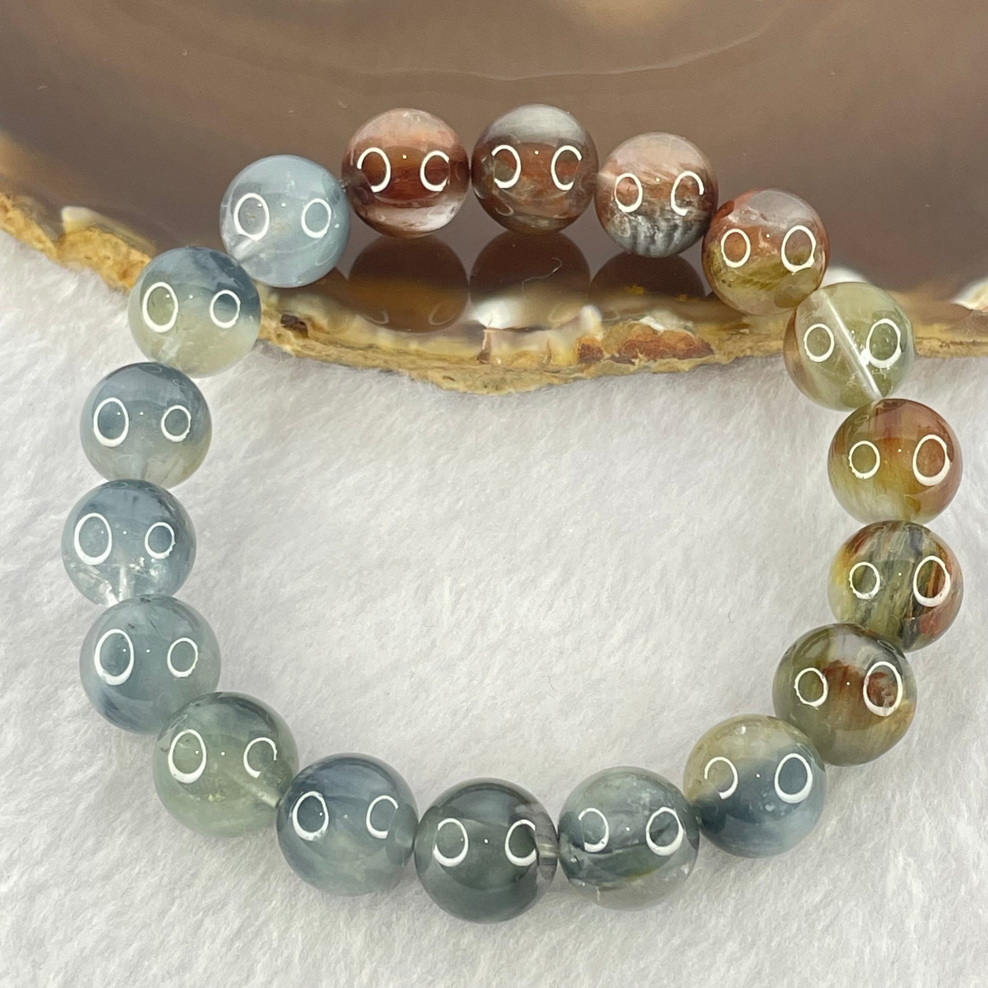 Good Grade Natural Blue Rutilated Quartz Bracelet 40.13g 18cm 12.0mm 18 Beads - Huangs Jadeite and Jewelry Pte Ltd