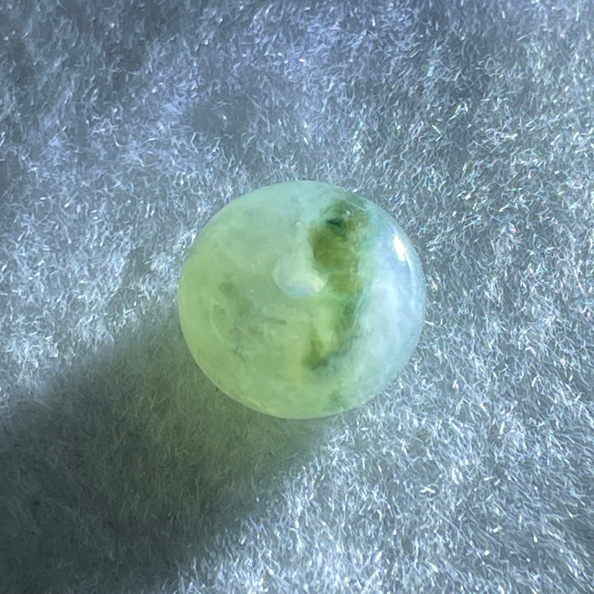 Type A Light Green with Dark Green Patches Jadeite Ping An Kou Charm/Pendant 2.55g 13.1 by 7.3mm - Huangs Jadeite and Jewelry Pte Ltd
