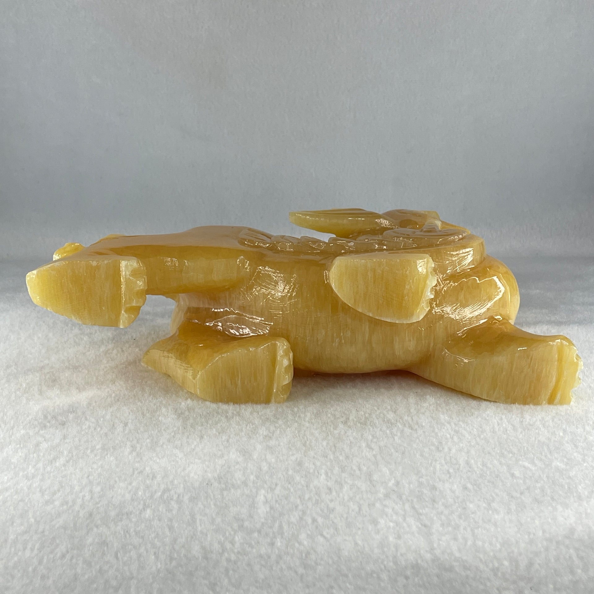 Natural Yellow Calcite Pixiu Display Pair 4085.7g 205.0 by 59.3 by 165.0mm - Huangs Jadeite and Jewelry Pte Ltd