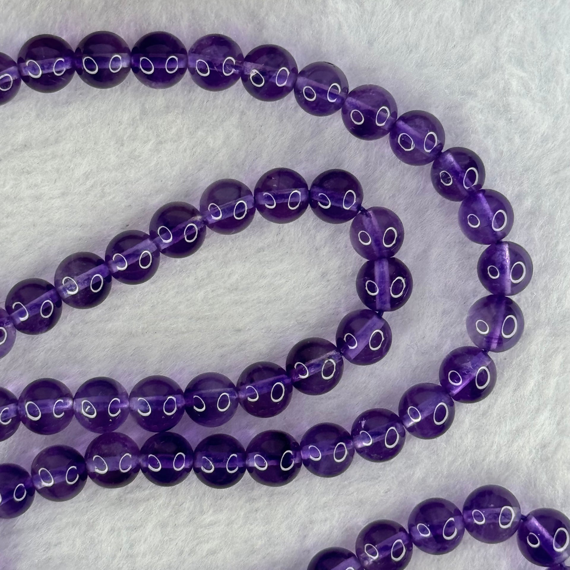 Good Grade Natural Amethyst Necklace 39.71g 52cm 7.3 by 79 Beads - Huangs Jadeite and Jewelry Pte Ltd