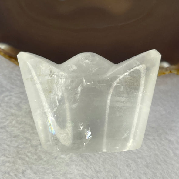 Natural White Clear with Rainbow Calcite Mini Gold Ingot Display 169.9g 66.0 by 45.1 by 37.1mm - Huangs Jadeite and Jewelry Pte Ltd