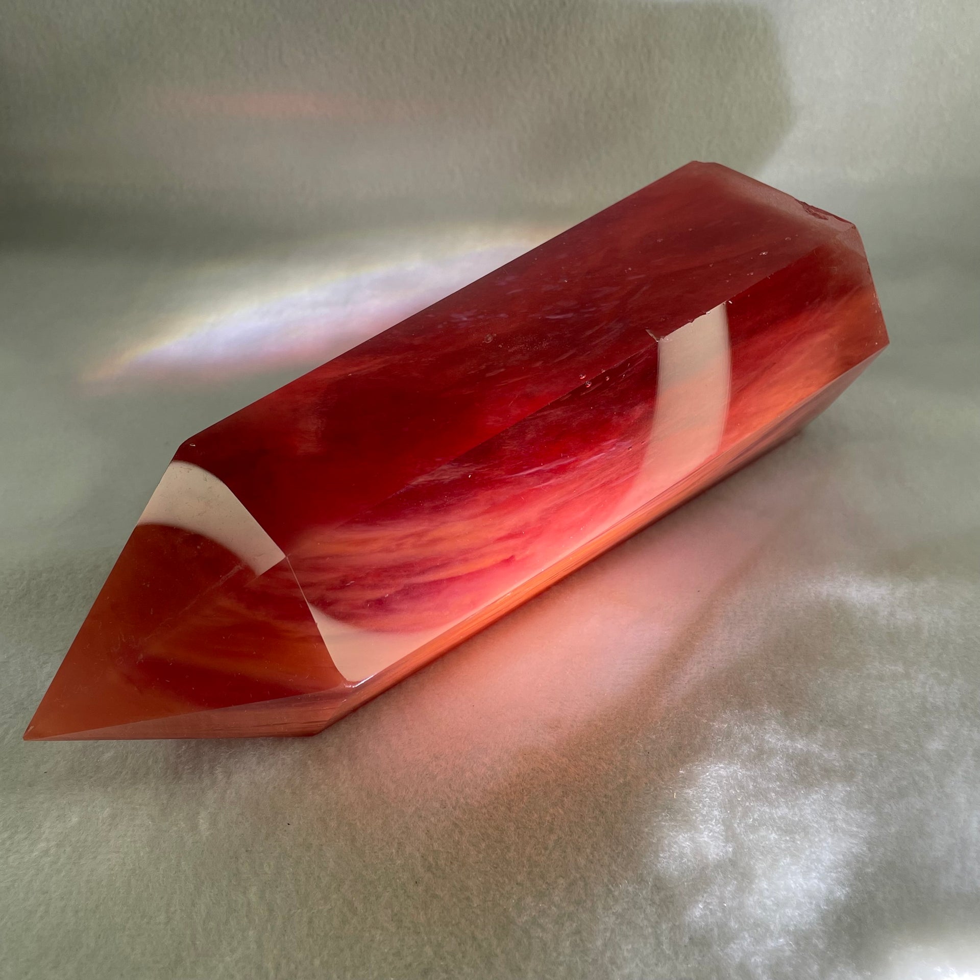 Cherry Quartz Tower with Wooden Stand Display 1440.9g 84.9 by 68.0 by 205.0mm - Huangs Jadeite and Jewelry Pte Ltd