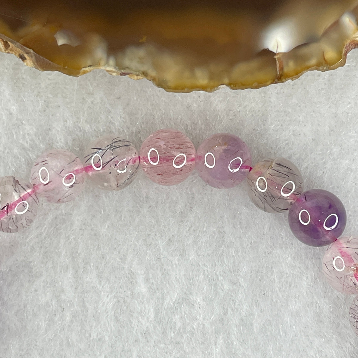 Certified Above-Average Grade Natural Super 7 Crystal Beads Bracelet | High-Density Multi-Bead Stackable Strand | Authentic Sacred Seven Multi-Mineral Inclusions Quartz Spiritual Catalyst & Auric Shield Bracelet (13.51g | 15.5cm Length | 7.3mm | 26 Beads)