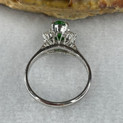 Natural Type A Emerald Green Jadeite Approx 7.3 by 4.8 by 2.5mm with Natural Diamonds in Platinum PT900 Ring Total Weight 4.27g US6.25 HK13.5 - Huangs Jadeite and Jewelry Pte Ltd