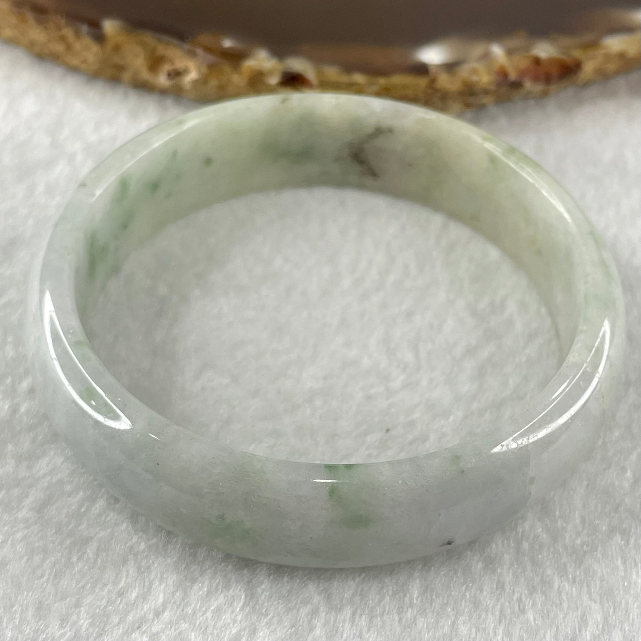 Type A Lavender Green with Green Piao Hua Jadeite Bangle 37.52g Internal Diameter 55.1mm 14.5 by 6.1mm (External Lines with Internal Lines) - Huangs Jadeite and Jewelry Pte Ltd