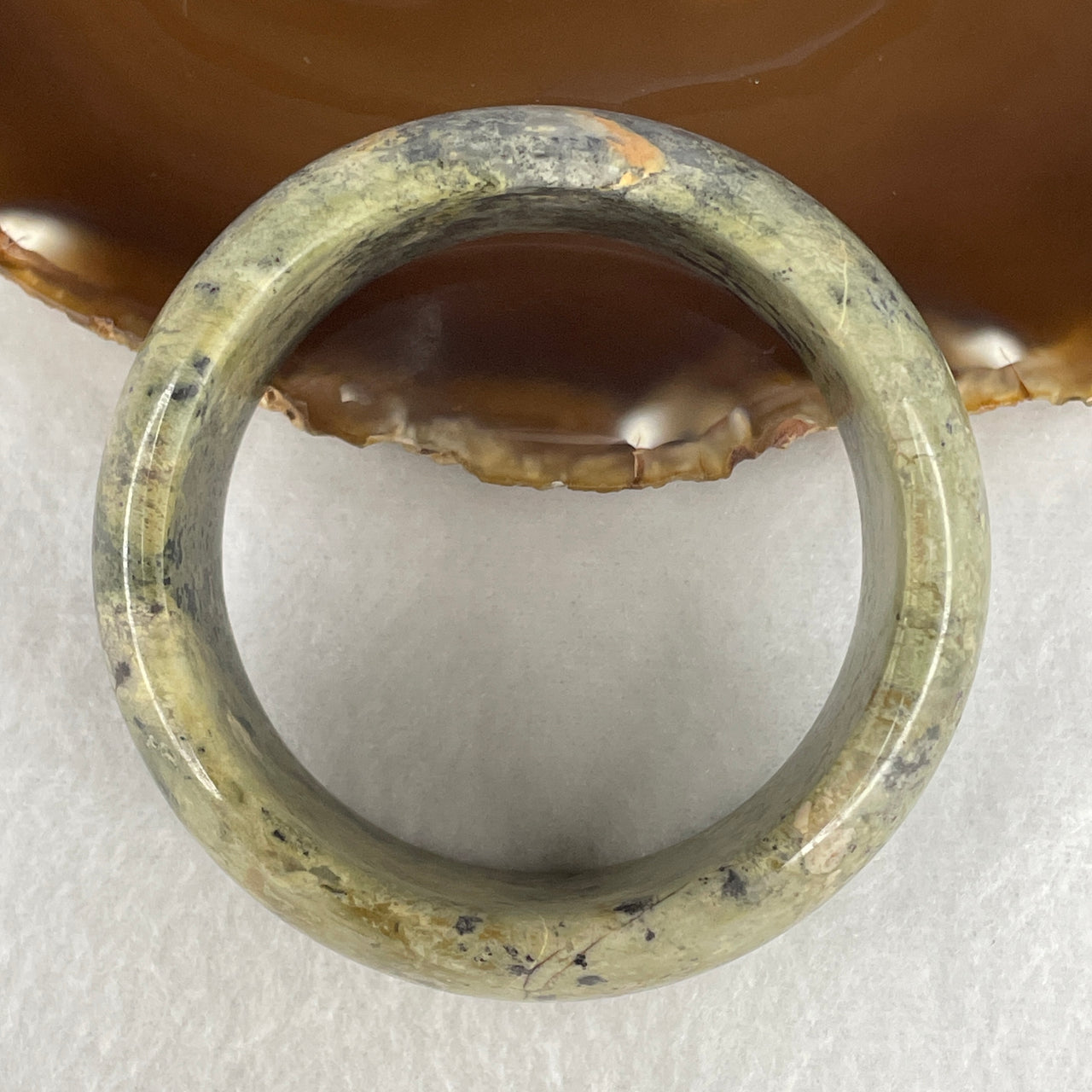 Natural Opaque Dark Green & Brown Serpentine Bangle | (117.70g | 56.4mm Inner Diameter | 29.5 x 9.6mm)