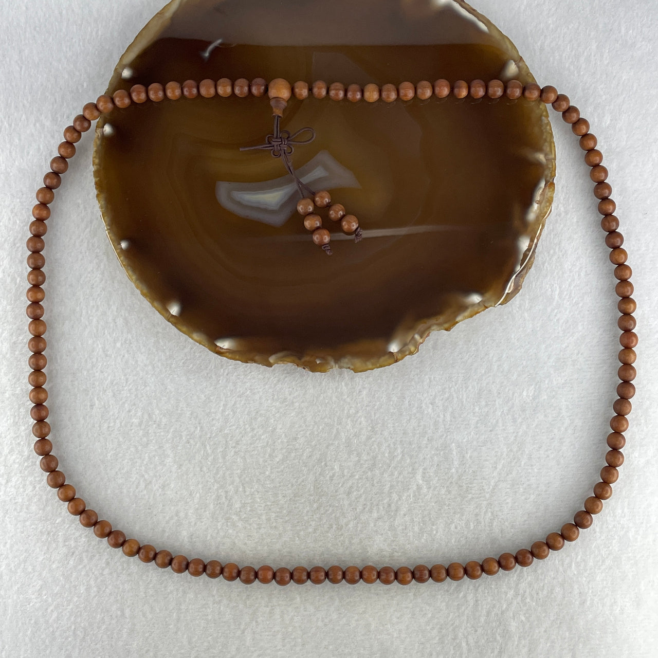 Certified Natural Sandalwood Beads Necklace 14.26g 64cm 6.2mm 108 Beads - Huangs Jadeite and Jewelry Pte Ltd