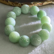 Type A Light Green Jadeite Beads Bracelet 92.33g 15.5cm 16.2mm 13 Beads (Very Slight Internal Lines) - Huangs Jadeite and Jewelry Pte Ltd