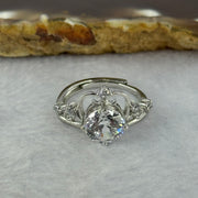 Cubic Zirconia in PT950 Plated S925 Sliver Ring (Adjustable Size) 3.21g 7.4 by 5.3mm - Huangs Jadeite and Jewelry Pte Ltd