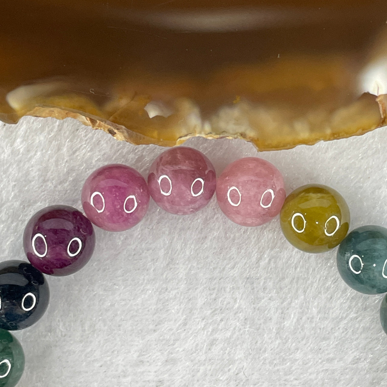 Above Average Grade Natural Intense Rainbow Tourmaline Crystal Beads Bracelet 20.30g 14cm 8.8mm 20 Beads