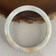 Natural Type A Light Lavender with Green and Brownish Piao Hua Jadeite Flat Ding Dang Bangle 39.14g Inner Diameter 54.5mm 10.2 by 7.2mm (Slight External Rough) - Huangs Jadeite and Jewelry Pte Ltd