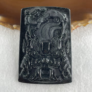 Type A Opaque to Partial Translucent Black Omphacite Jadeite Dragon with pixiu Pendant 45.42g 66.0 by 45.5 by 9.2mm - Huangs Jadeite and Jewelry Pte Ltd