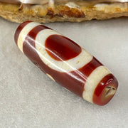 Natural Powerful Tibetan Old Oily Red White Agate One Eye Water Element Dzi Bead Heavenly Master (Tian Zhu) 一眼水元素天珠 10.47g 37.6 by 13.5mm - Huangs Jadeite and Jewelry Pte Ltd