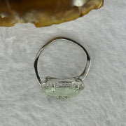 Type A Icy Light Green Jadeite Cabbage with Crystals in S925 Sliver Ring (Adjustable Size) 2.27g 12.7 by 6.8 by 2.5mm - Huangs Jadeite and Jewelry Pte Ltd